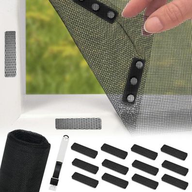 BUZIFU Fliegengitter Fenster mit Magnet Click, 150x500 cm, zuschneidbar, kein