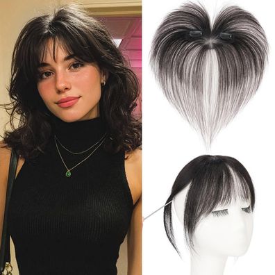 Rich Choices Clip in Pony Echthaar 100% Remy Haarteil Damen Kurz French Bangs