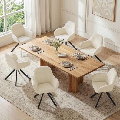 Goeurvant Drehbare Esszimmerstühle 6er Set mit Armlehne, 360° drehbar