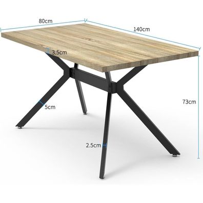 Essgruppe Esstisch (140x80cm) mit 4 gepolsterten Stühlen in Beige - Helle