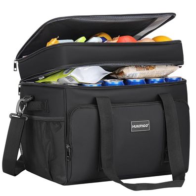 Hulongo Kühltasche Isoliert 42L Schwarz - Wasserdichte Doppel-Thermotasche für