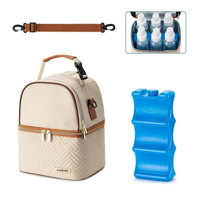 Babeyer Muttermilch-Kühltasche mit Kühlakku für 6 Babyflaschen (bis 270ml)
