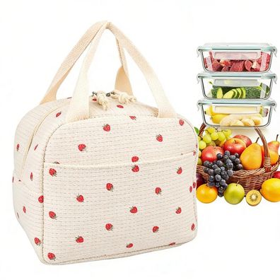 Junjiefu 9L Isolierte Lunchtasche aus Cord, wiederverwendbare Kühltasche für