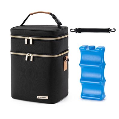 Babeyer Muttermilch-Kühltasche mit Eisbeutel für 6 Babyflaschen, auslaufsicher