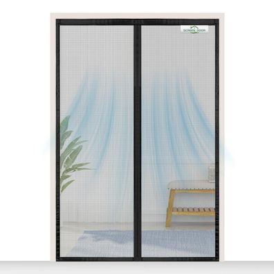 SCREEN DOOR Fliegengitter Balkontür 200x210cm Schwarz - Hochwertiges