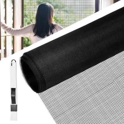 BUZIFU Fliegengitter Meterware Fiberglas-Gewebe 120x600cm Schwarz