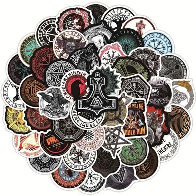 100 Stück Aesthetic Vintage Wikinger Sticker Set - Trendy Wasserdicht Vinyl