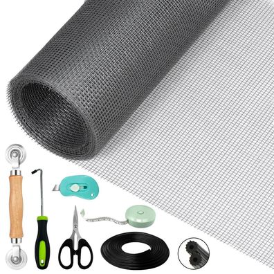 Vtsheny Fliegengitter Reparatur Set für Fenster, Grau, 300 x 120cm, inkl