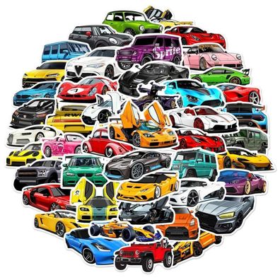 50 Stück Vintage Auto Aufkleber Set - Wasserdichtes Vinyl für Laptops, Autos