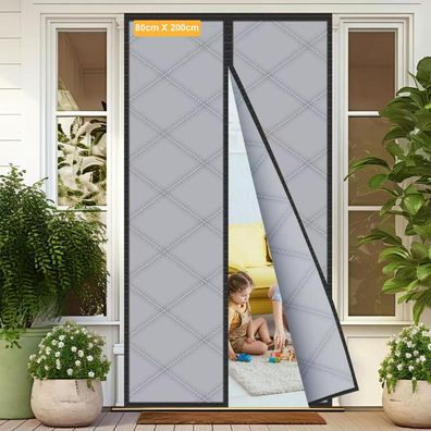 Sylken Thermo Türvorhang Kälteschutz 80x200 cm, Magnetischer Wärmeschutz für