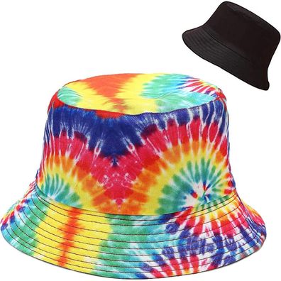 XYIYI Reversibler Fischerhut für Damen und Mädchen - Tie Dye Mehrfarbig