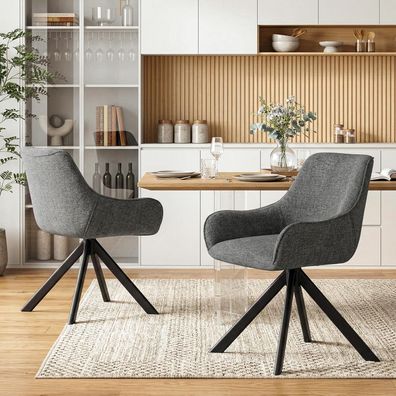 Goeurvant Esszimmerstühle Drehbar 4er Set mit Armlehne, 360° drehbar