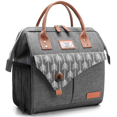 Lekesky Kühltasche Damen Lunchtasche 11L Grau - Stilvoll, auslaufsicher und
