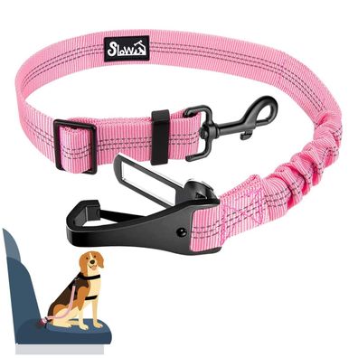 Eyein Hunde Sicherheitsgurt für Auto, verstellbar, 90cm, Rosa - Elastische