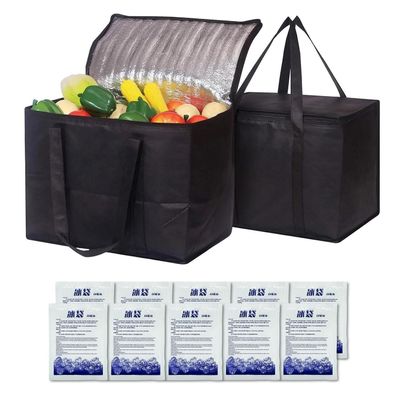 Fzsecriu 2er Set Kühltaschen 40L faltbar mit 10 Kühlakkus, Thermotasche für
