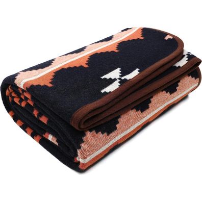 Acushla Merinowolle Wolldecke 160x220 cm - Marokko Dunkelblau, warm und