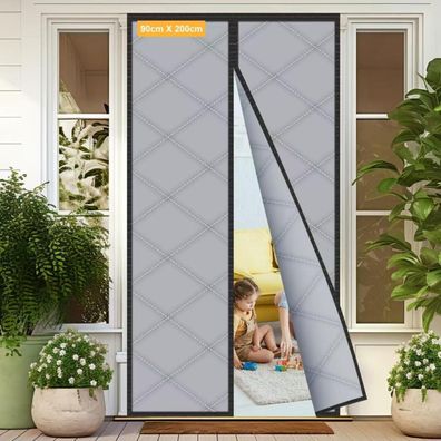 Sylken Thermo Türvorhang Kälteschutz 90x200 cm, Magnetischer Wärmeschutz für