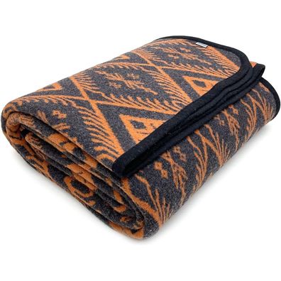 Acushla Merino Wolldecke Boho Orange 160x220 cm - Warme Wohndecke für Sofa