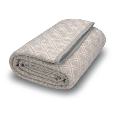 Acushla Merinowolle Decke kariert grau 79" x 63" - weich, warm, dick, waschbar