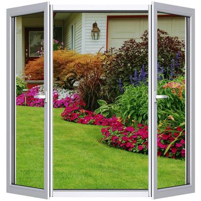 Cinkee Fliegengitter Fenster 2er Set 130x150cm, Zuschneidbar, Klemmontage ohne