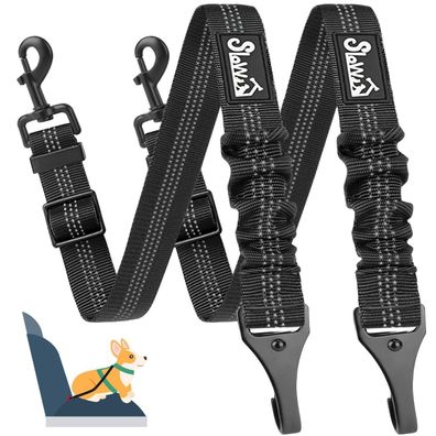 SlowTon 2x Hunde-Autosicherheitsgurt, verstellbar 53-70cm, bis 50kg, elastisch