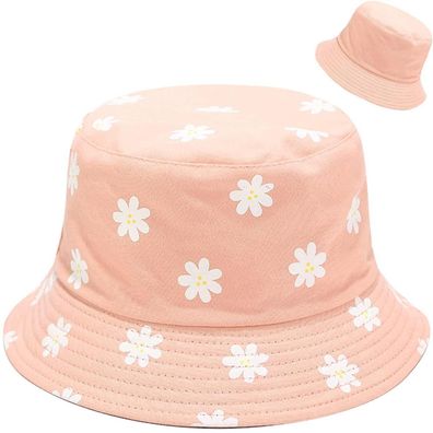 XYIYI Reversibler Fischerhut für Damen und Mädchen mit Blumenmuster in Rosa