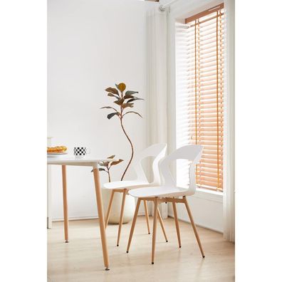 HJhomeheart Esszimmerstuhl 8er-Set, skandinavischer Stil, Weiß + Natur, mit