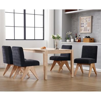 Ya-Home Esszimmerstühle 4er Set Polsterstühle aus Chenille mit Holzbeinen