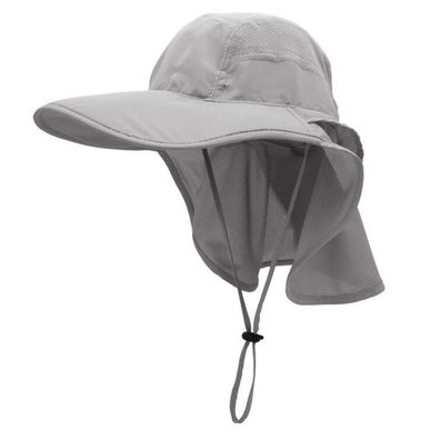 Sonnenhut Herren Damen UPF 50+ Outdoor UV Summer Cap mit Nackenschutz, Grau