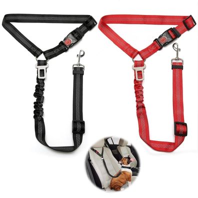 2x Verstellbarer Hunde-Autosicherheitsgurt mit Ruckdämpfer, elastisch, für alle