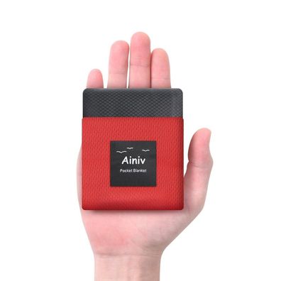 Ainiv Mini Picknickdecke, ultraleicht & tragbar, sandabweisend, 110x140cm Rot