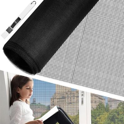 BUZIFU Fliegengitter Meterware Fiberglas Gewebe 200x200 cm Schwarz mit