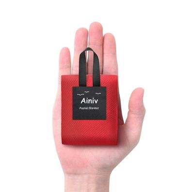 Ainiv Mini Picknickdecke, ultraleicht, sandabweisend, wasserdicht, 70x110cm, Rot