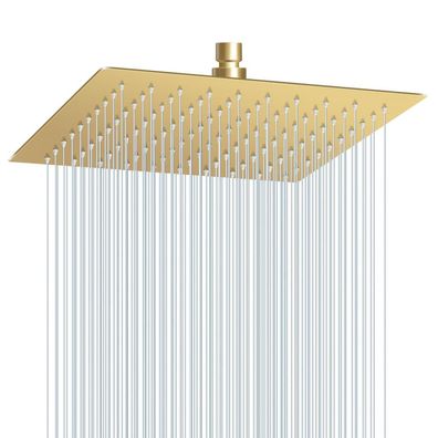 KINLIV 25cm Regendusche Gebürstetes Gold, 304 Edelstahl Wasserfall Duschkopf