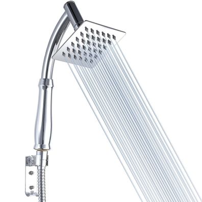 Voolan Regenduschkopf mit Handbrausearm, Hochdruck, Edelstahl, Quadratisch