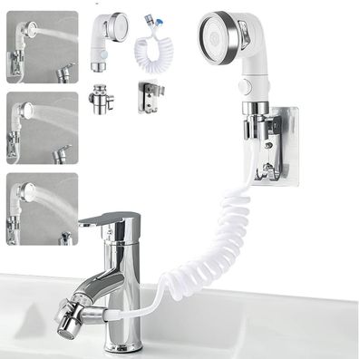 STOAT Waschbecken-Duschkopf Handbrause-Set mit 1,5m Schlauch, Brausehalter und