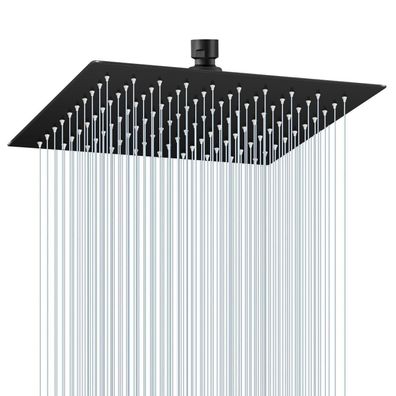 KINLIV 25CM Regendusche Schwarz, 304 Edelstahl Quadrat Duschkopf mit 121 Anti