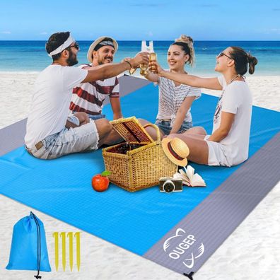 OUGEP Stranddecke Sandfrei, Wasserdicht, Überdimensioniert (200 x 230 cm)