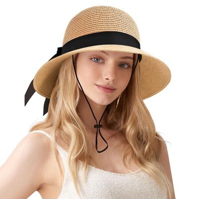 Fuipvgi Damen Sonnenhut Sommer, UV-Schutz Strandhut faltbar, atmungsaktiv mit