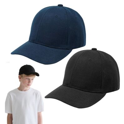 2er Pack Kinder Baseballkappen, einfarbig, verstellbar, UV-Schutz, für Jungen