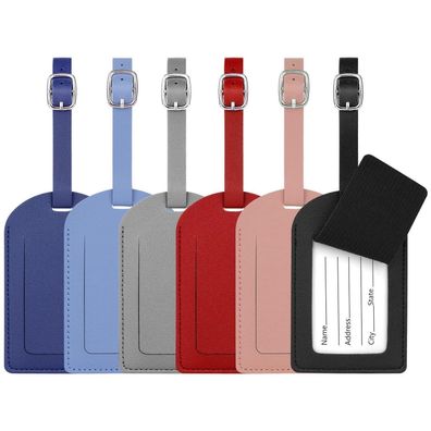 flintronic 6er Set Kofferanhänger aus weichem Leder, bunt, für Handgepäck