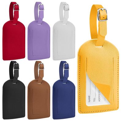 7 Stück PU Leder Kofferanhänger, 7 Farben Namensschild Gepäckanhänger für
