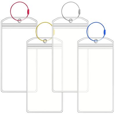 4x Kofferanhänger Kreuzfahrt transparent mit verschraubbarem Edelstahlband