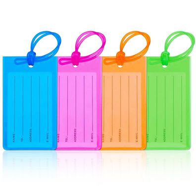 GAOHUI 4 Stück Kofferanhänger, Flexibler Gepäckanhänger aus PVC, Wasserdicht