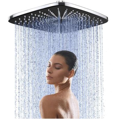 Jinyomfly 12 Zoll Regendusche Duschkopf Groß Quadratisch, 30 cm, Silber, 360°
