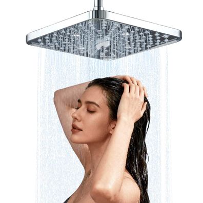 Jinyomfly Großer Duschkopf Regendusche 10 Zoll Chrom, 6 Duschmodi, 360°