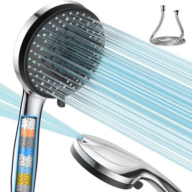 VOXON Duschkopf mit Filter und Schlauch, Hochdruck Handbrause mit 10