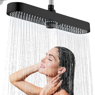 Jinyomfly Regendusche Groß 19 Zoll Kopfbrause mit 3 Duschmodi, Schwarz