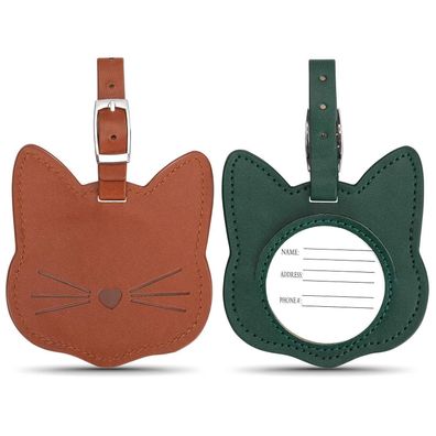 WitBicg Gepäckanhänger Katze, 2 Stück Kofferanhänger mit Adressschild, Luggage