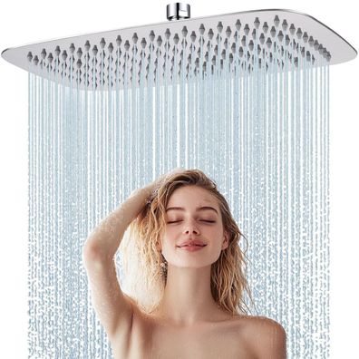 HardiValue Regendusche Duschkopf, Edelstahl, Anti-Kalk-Düsen, Rechteckig 35 x